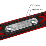Personalized Embroidered Leather Dog Collar With Custom Name Tags!